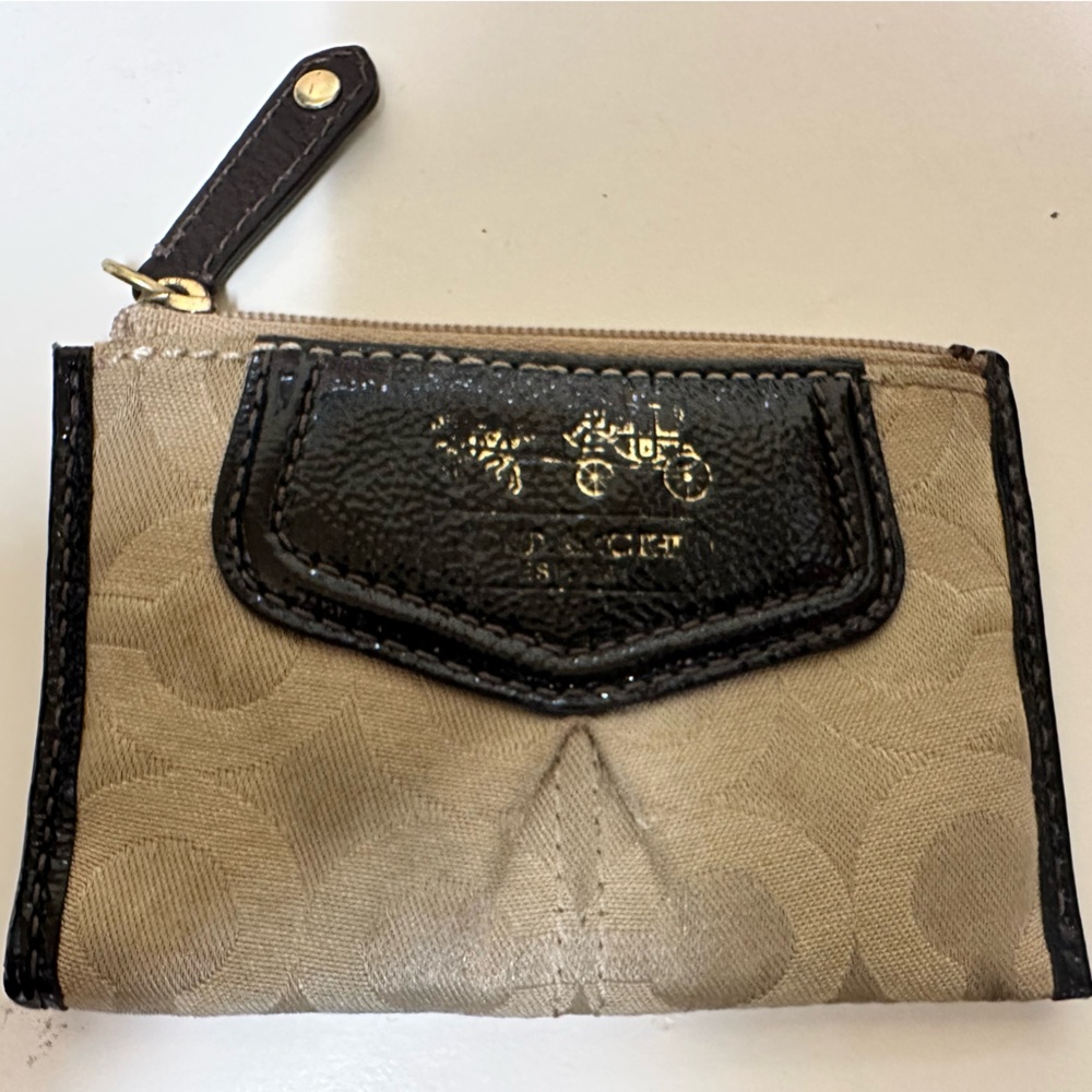 Tan and brown Coach Coin Purse/Wallet